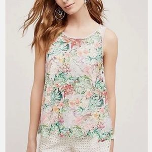 Anthropologie S Inari Multicolor Floral Lace Cutout Spring Blouse Tank Top